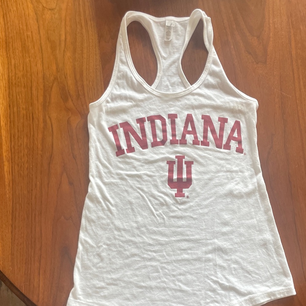 ❤️ 5/$15 Next Level Apparel White Racerback Tank with Crimson Indiana Print